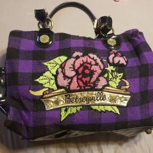 Betseyville Betsey Johnson purple plaid bag